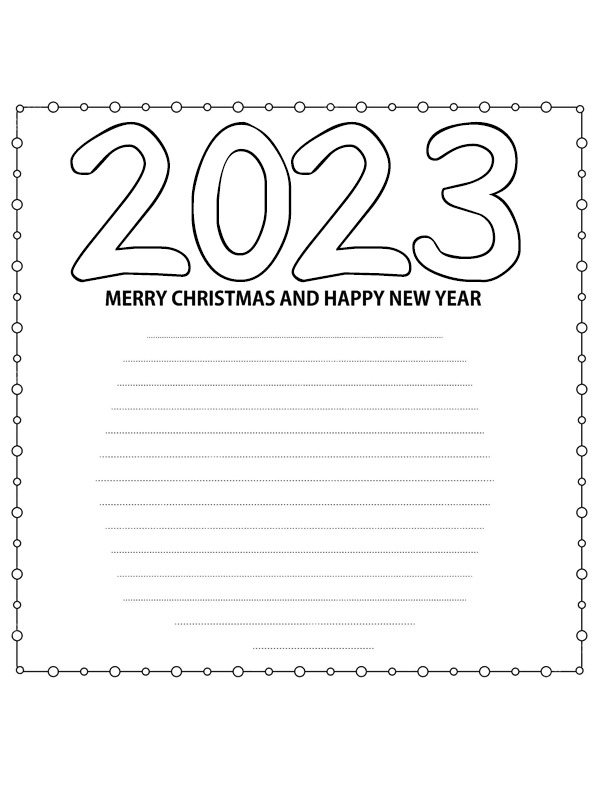 Dibujo de Merry Christmas and Happy New Year 2023 para Colorear