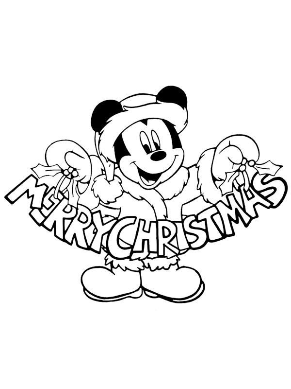 Dibujo de Merry christmas Mickey Mouse para Colorear