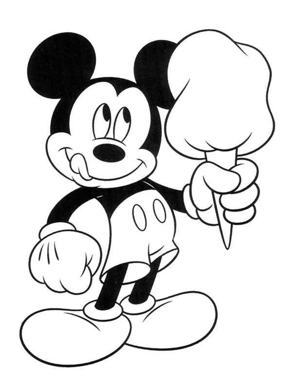 Dibujo de Mickey Mouse come helado para Colorear Dibujo de Mickey Mouse come helado para Colorear