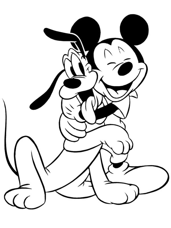 Dibujo de Mickey Mouse y Pluto para Colorear