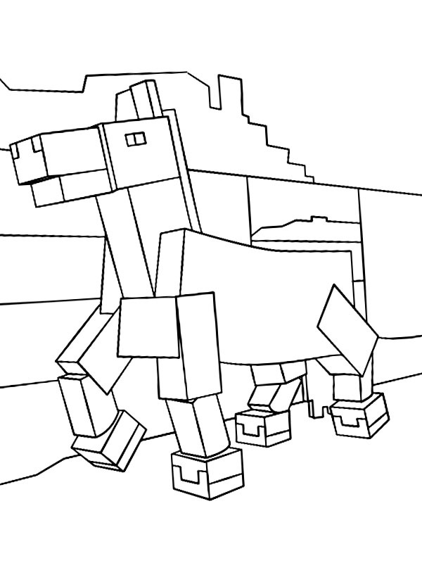 Dibujo de Minecraft caballo para Colorear