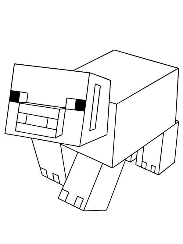 Dibujo de Minecraft Cerdo para Colorear Dibujo de Minecraft Cerdo para Colorear