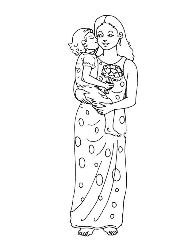 Dibujo de madre e hija para Colorear Dibujo de madre e hija para Colorear