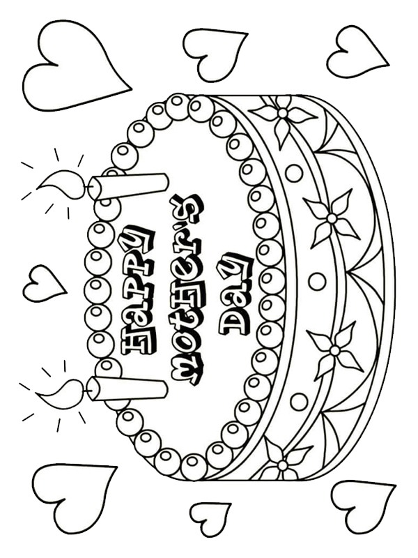 Dibujo de Tarta del Día de la Madre para Colorear Dibujo de Tarta del Día de la Madre para Colorear