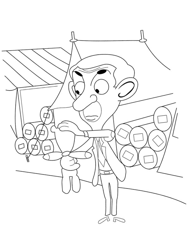 Dibujo de Mr. Bean y Teddy para Colorear