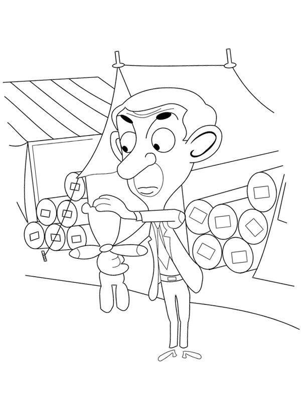 Dibujo de Mr Bean y Teddy para Colorear Dibujo de Mr Bean y Teddy para Colorear