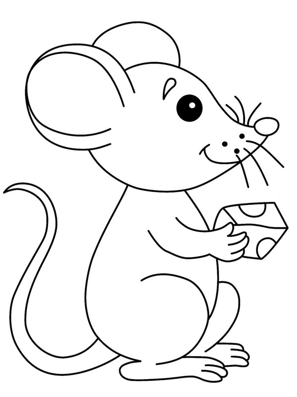 Dibujo de Un ratón comiendo queso para Colorear