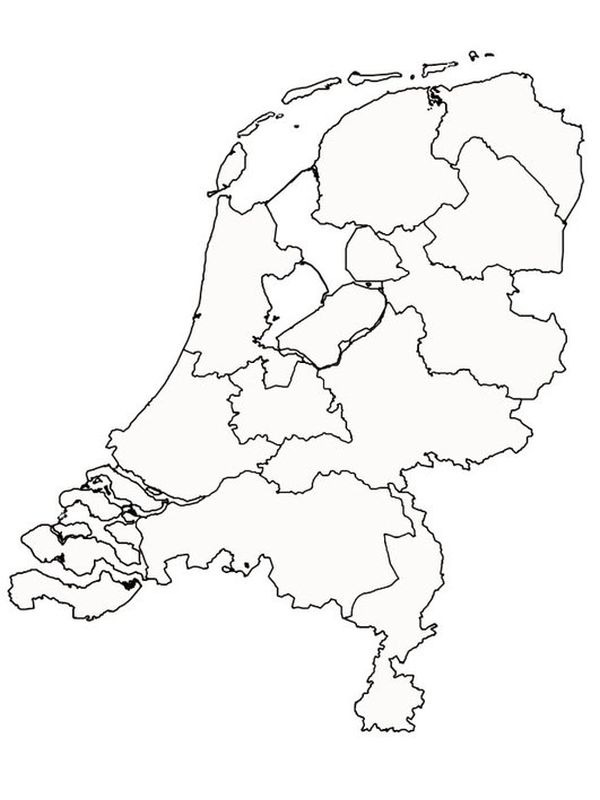 Dibujo de Mapa de los Países Bajos para Colorear