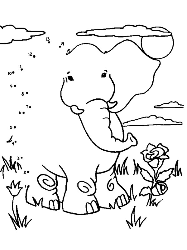 Dibujo de dibujo de elefante para Colorear