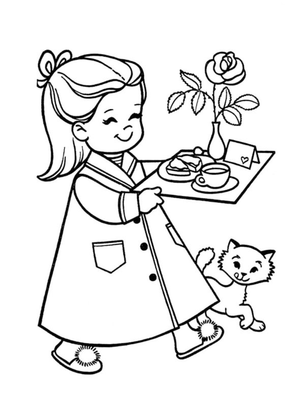Dibujo de entregar el desayuno para Colorear Dibujo de entregar el desayuno para Colorear
