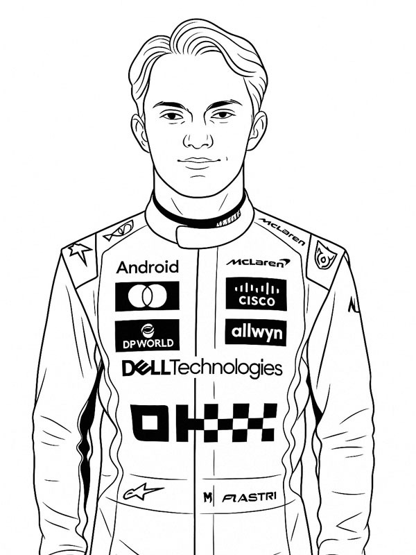 Dibujo de Oscar Piastri para Colorear Dibujo de Oscar Piastri para Colorear