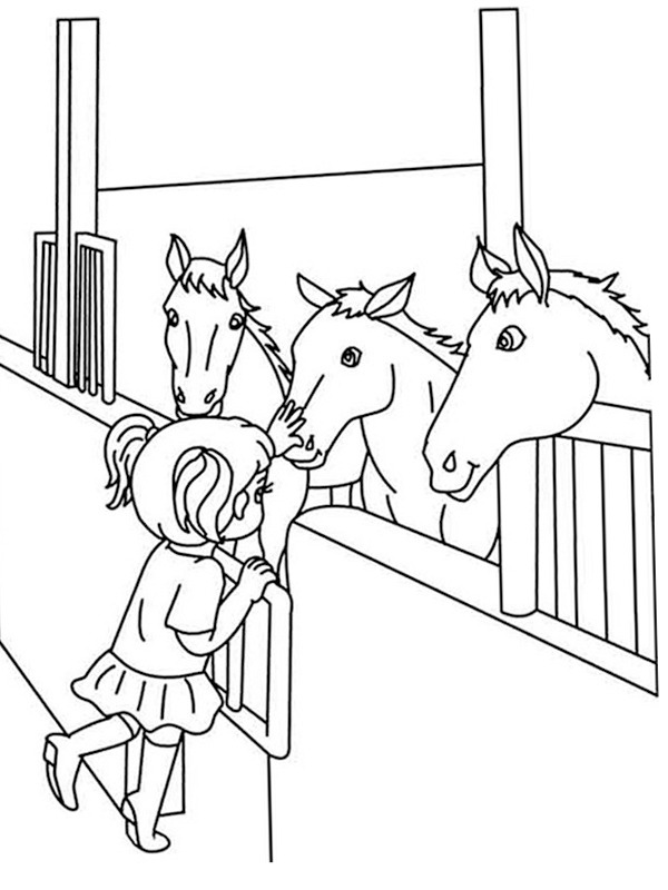 Dibujo de acariciando el caballo para Colorear