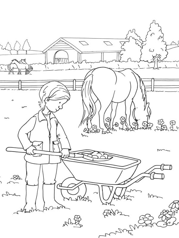 Dibujo de caballo en el establo para Colorear Dibujo de caballo en el establo para Colorear