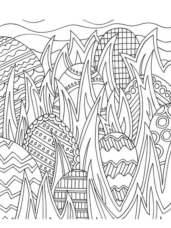 Dibujo de Huevos de Pascua en la hierba para Colorear Dibujo de Huevos de Pascua en la hierba para Colorear