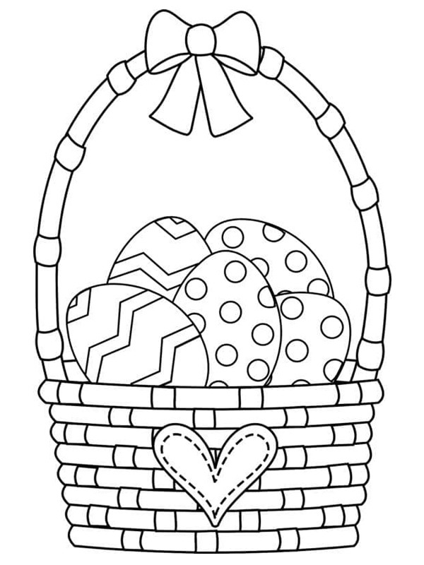 Dibujo de Cesta de Pascua con huevos para Colorear Dibujo de Cesta de Pascua con huevos para Colorear