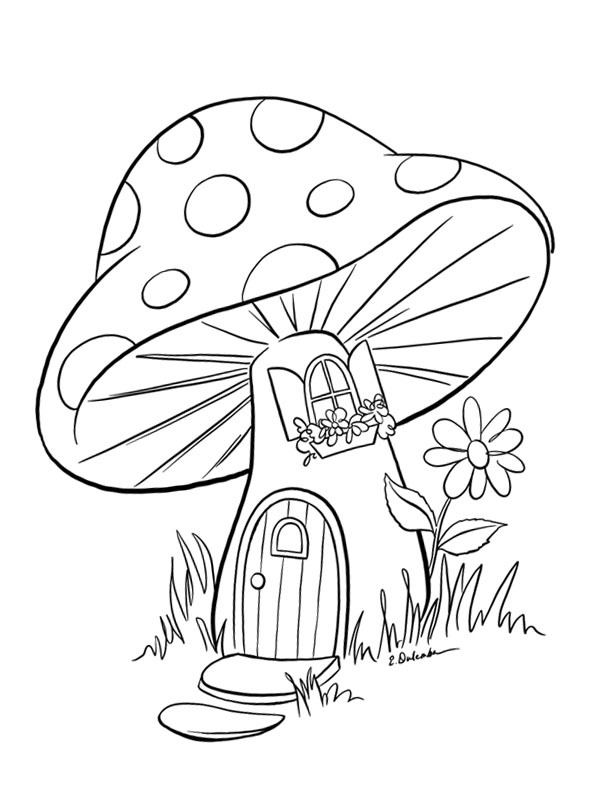 Dibujo de Casa de las setas para Colorear Dibujo de Casa de las setas para Colorear
