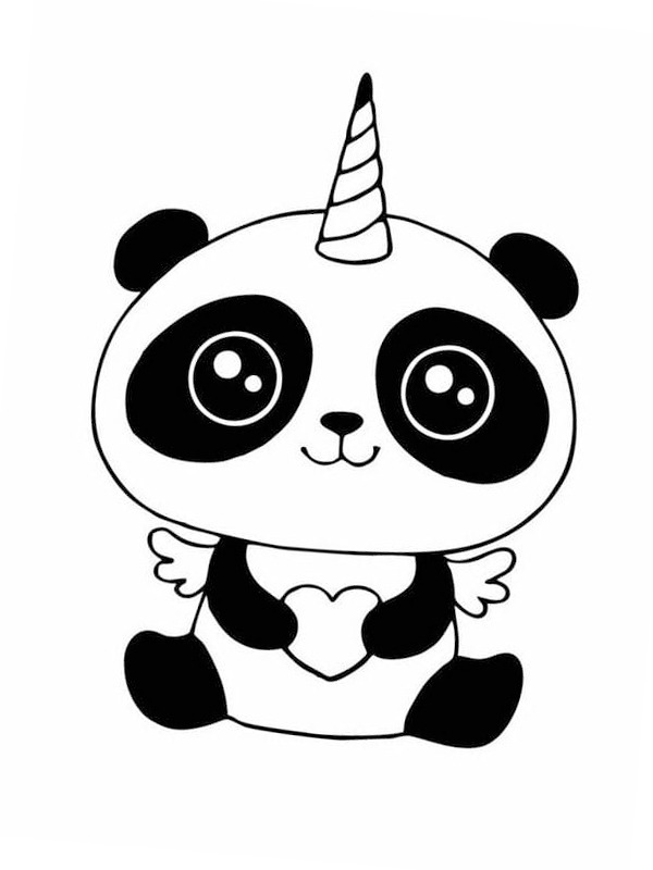 Dibujo de Unicornio panda para Colorear