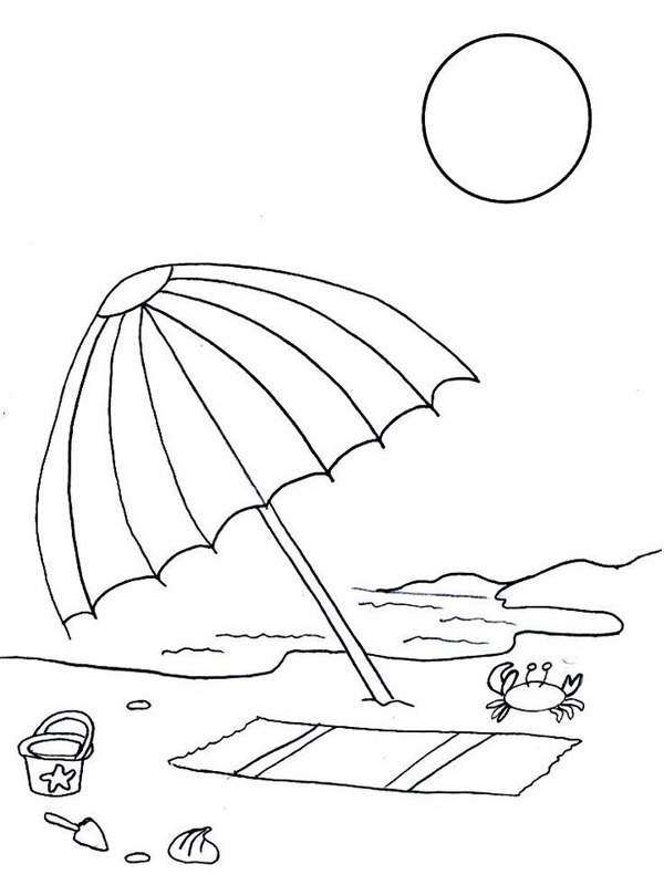 Dibujo de sombrilla en la playa para Colorear