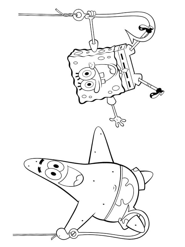 Dibujo de Patricio estrella y Bob Esponja para Colorear Dibujo de Patricio estrella y Bob Esponja para Colorear