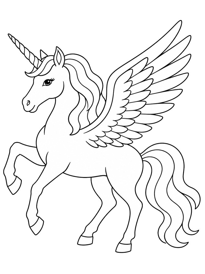 Dibujo de Unicornio Pegaso para Colorear Dibujo de Unicornio Pegaso para Colorear