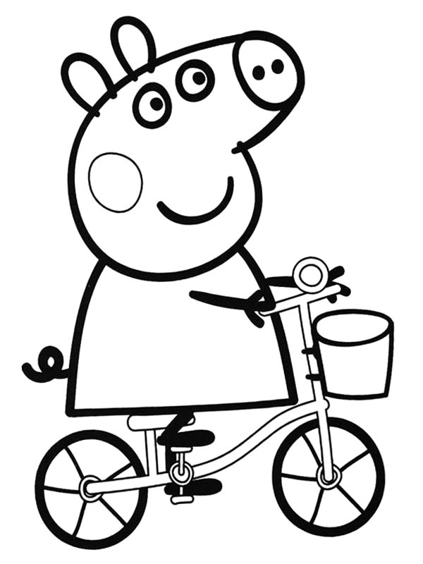 Dibujo de Peppa en la bici para Colorear Dibujo de Peppa en la bici para Colorear