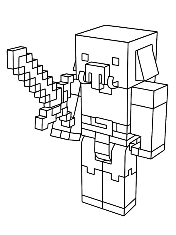 Dibujo de Piglin minecraft para Colorear Dibujo de Piglin minecraft para Colorear