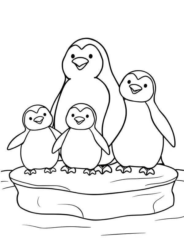 Dibujo de Familia de pingüinos para Colorear Dibujo de Familia de pingüinos para Colorear