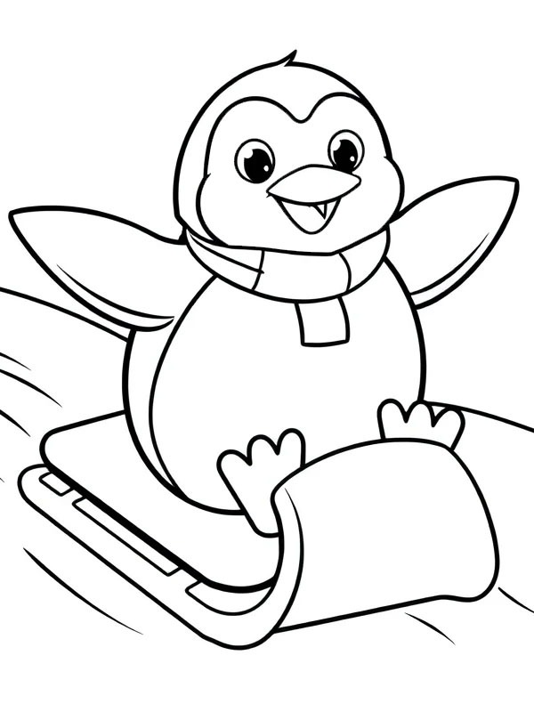 Dibujo de Pingüino en trineo para Colorear Dibujo de Pingüino en trineo para Colorear