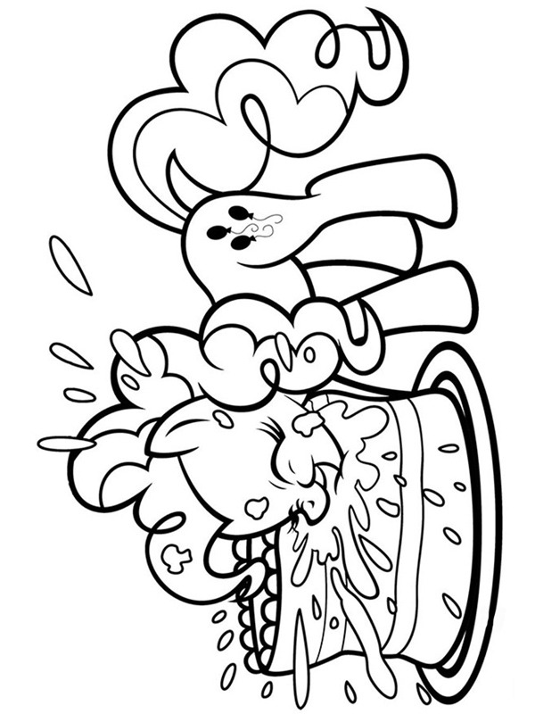 Dibujo de Pinkie Pie come tarta para Colorear Dibujo de Pinkie Pie come tarta para Colorear