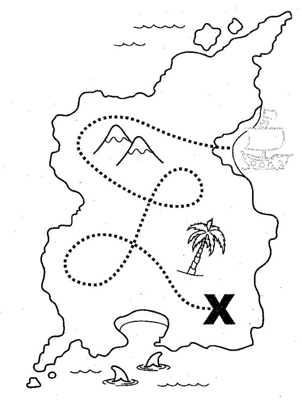 Dibujo de mapa de pirata para Colorear Dibujo de mapa de pirata para Colorear
