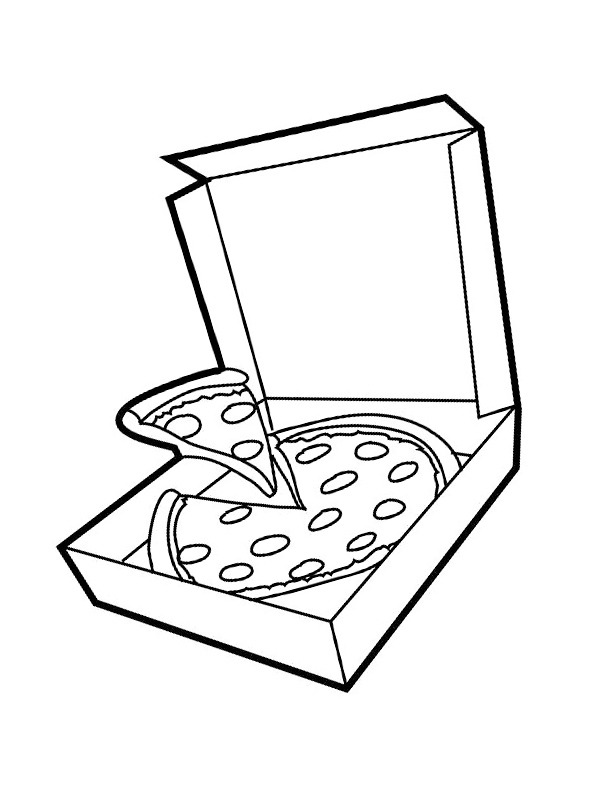 Dibujo de Caja de pizza para Colorear