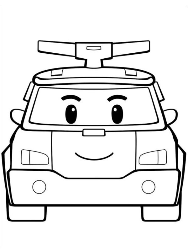 Dibujo de Coche de policía Poli para Colorear Dibujo de Coche de policía Poli para Colorear