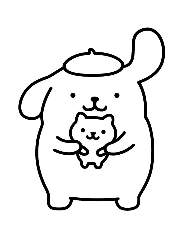 Dibujo de Pompompurin y Muffin para Colorear Dibujo de Pompompurin y Muffin para Colorear