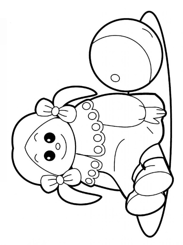 Dibujo de Muñeca con pelota para Colorear Dibujo de Muñeca con pelota para Colorear