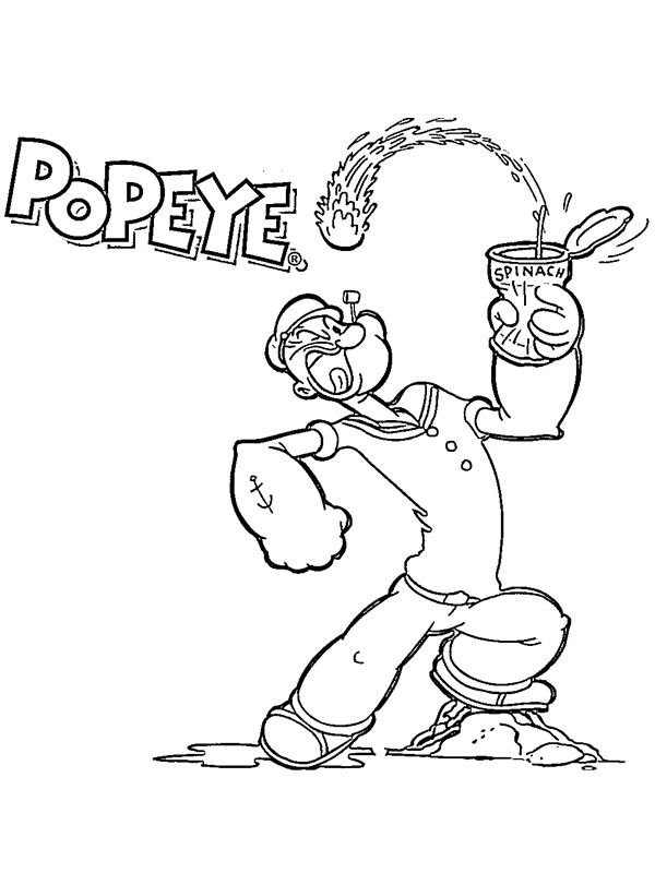 Dibujo de Popeye come espinacas para Colorear Dibujo de Popeye come espinacas para Colorear