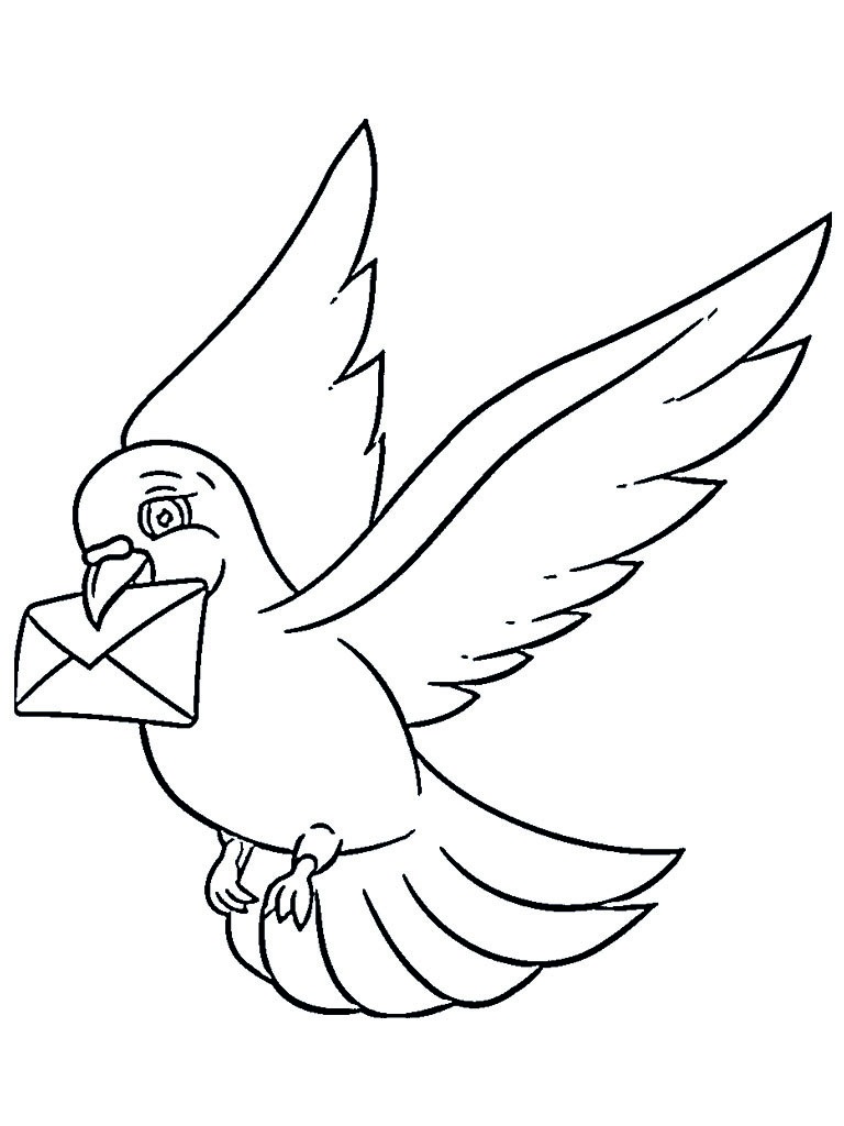 Dibujo de Paloma mensajera para Colorear Dibujo de Paloma mensajera para Colorear