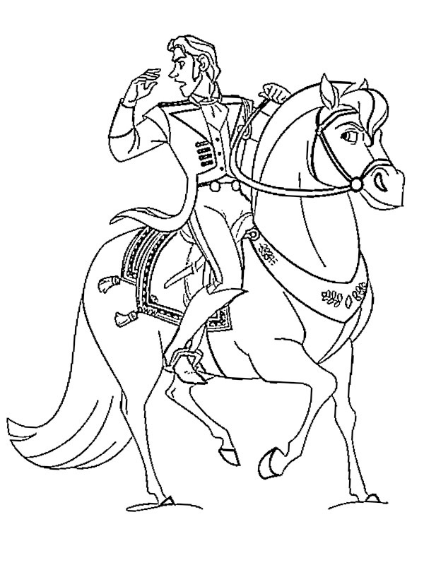 Dibujo de El príncipe Hans a caballo para Colorear Dibujo de El príncipe Hans a caballo para Colorear