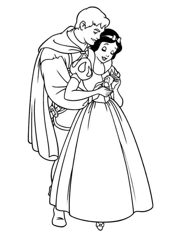 Dibujo de La princesa Blancanieves y el príncipe para Colorear Dibujo de La princesa Blancanieves y el príncipe para Colorear