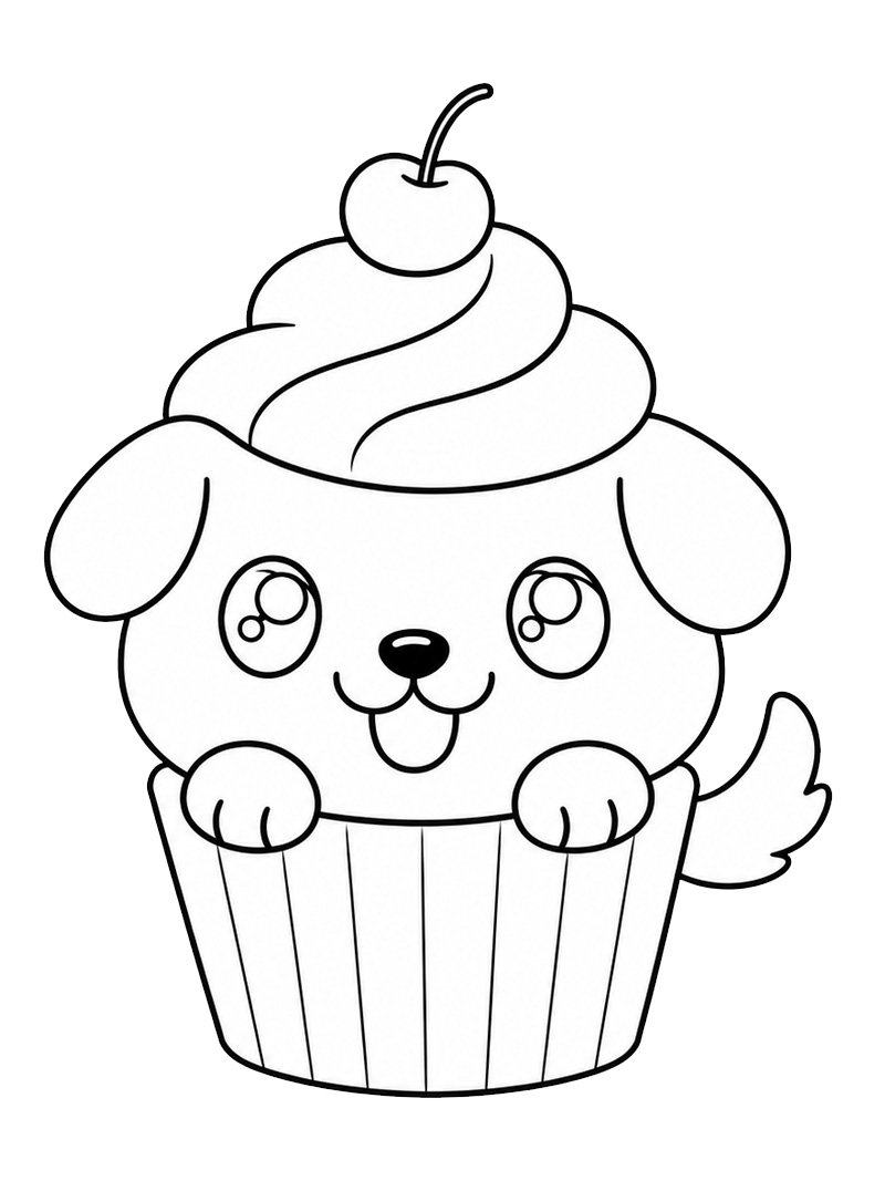 Dibujo de Puppy cupcake para Colorear Dibujo de Puppy cupcake para Colorear