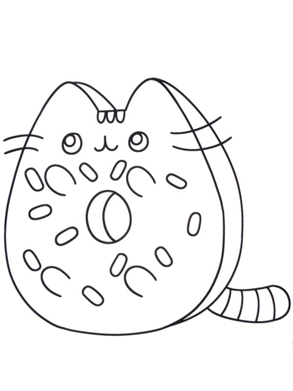 Dibujo de Donut de Pusheen para Colorear Dibujo de Donut de Pusheen para Colorear