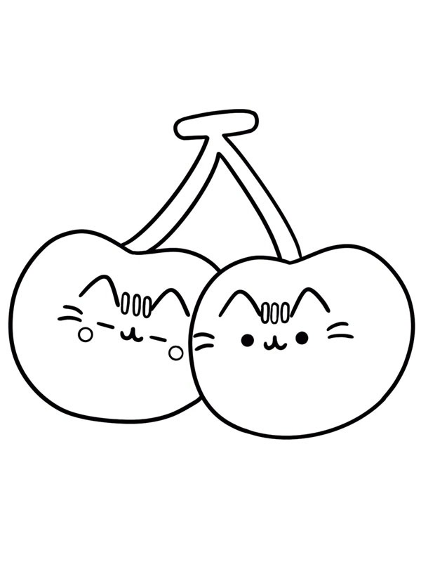 Dibujo de Pusheen gato cereza para Colorear Dibujo de Pusheen gato cereza para Colorear