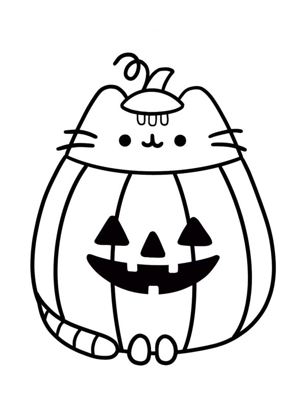 Dibujo de Pusheen calabaza para Colorear Dibujo de Pusheen calabaza para Colorear