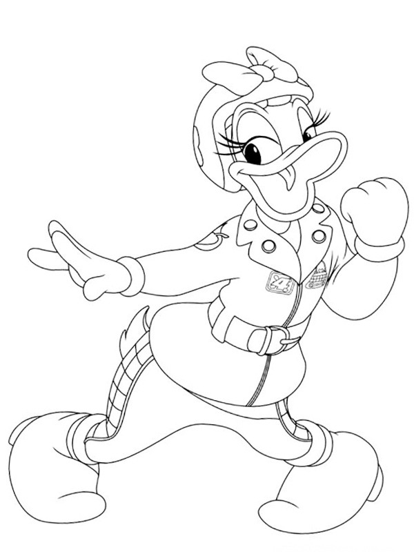 Dibujo de Pato Racer Daisy para Colorear
