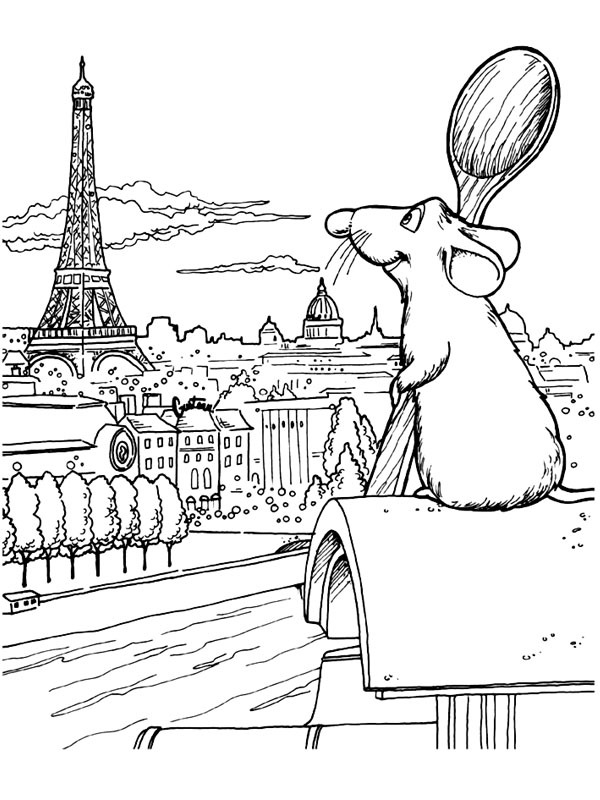 Dibujo de Remy mirando la torre eiffel para Colorear