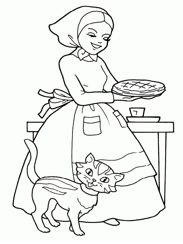 Dibujo de Caperucita Roja hornea galletas para Colorear Dibujo de Caperucita Roja hornea galletas para Colorear