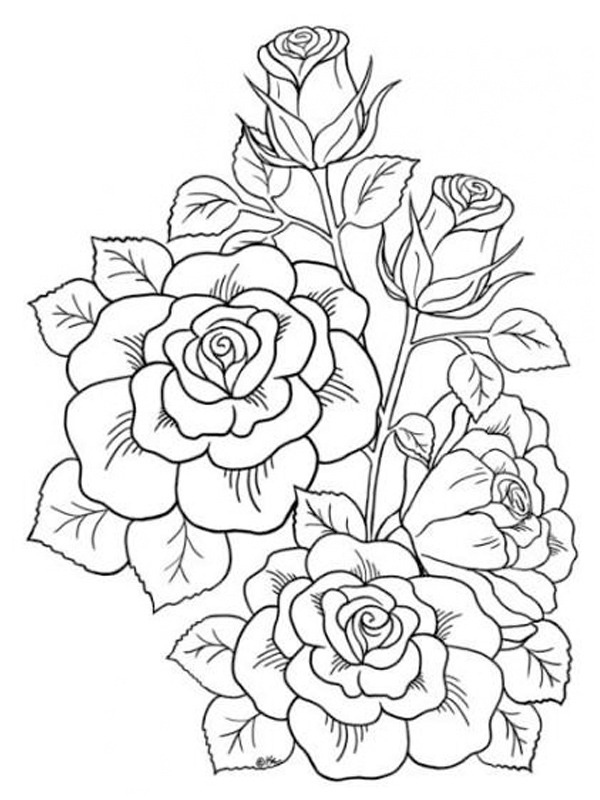 Dibujo de Tatuaje de rosas para Colorear