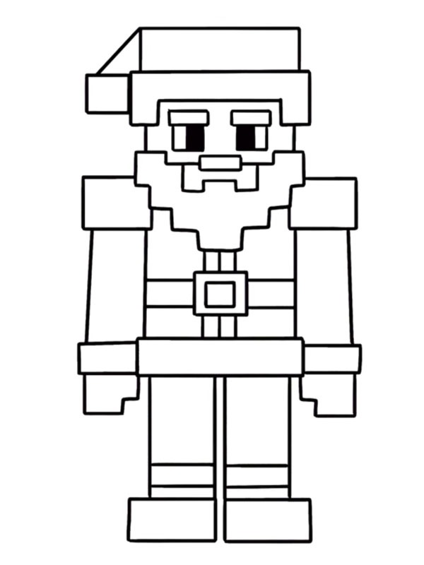 Dibujo de Papá Noel Minecraft para Colorear Dibujo de Papá Noel Minecraft para Colorear