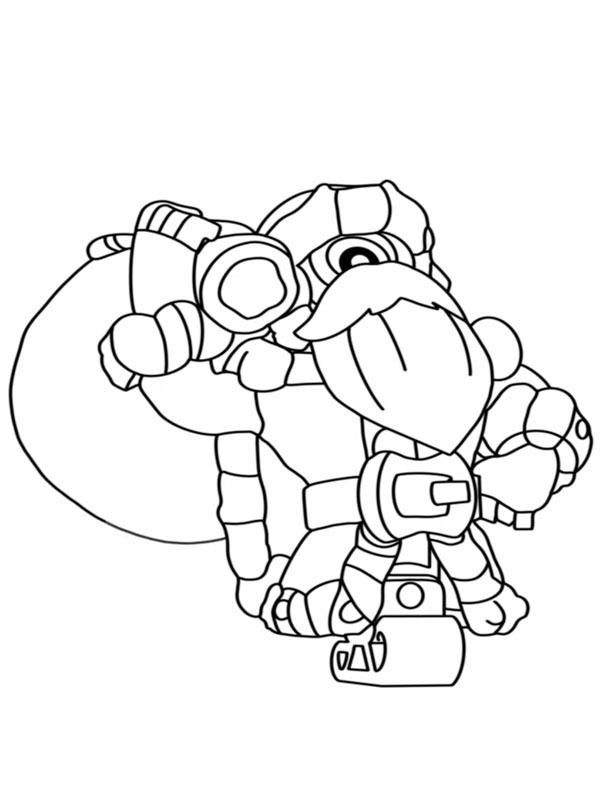 Dibujo de Santa Stu Brawl Stars para Colorear Dibujo de Santa Stu Brawl Stars para Colorear