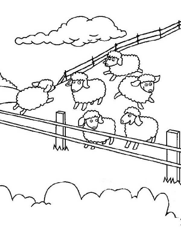 Dibujo de ovejas en el prado para Colorear