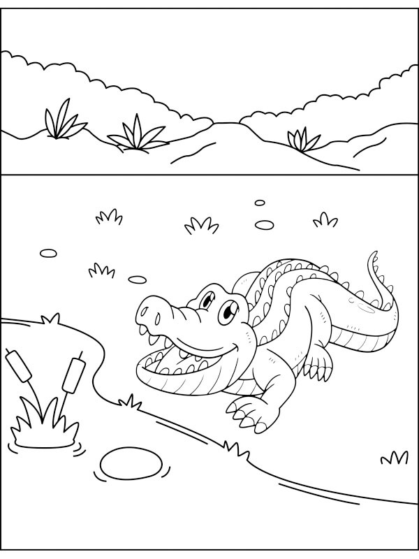 Dibujo de lindo cocodrillo para Colorear Dibujo de lindo cocodrillo para Colorear